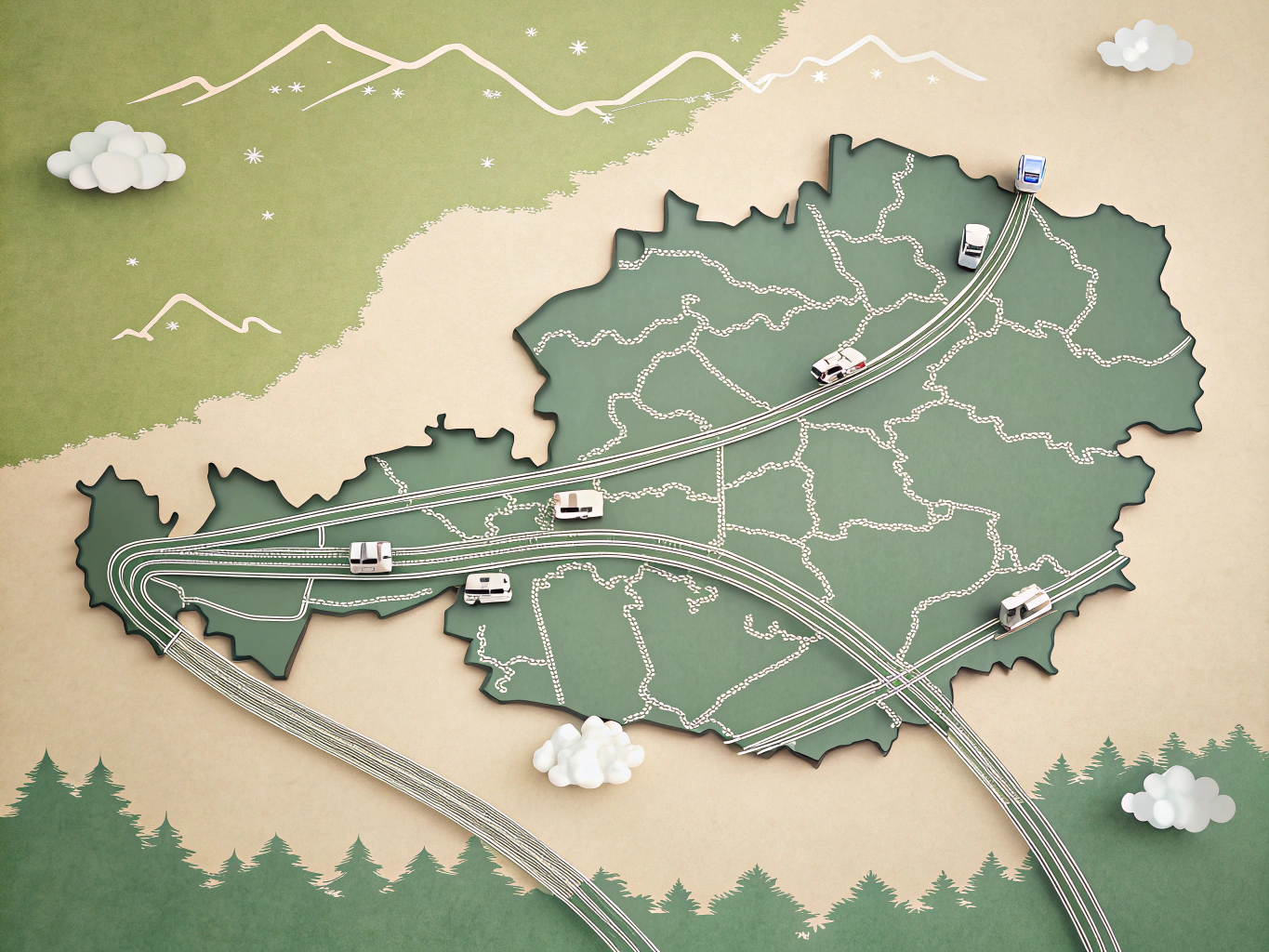 Österreichische Mautstraßenkarte mit Vignettenpflicht und Streckenmaut